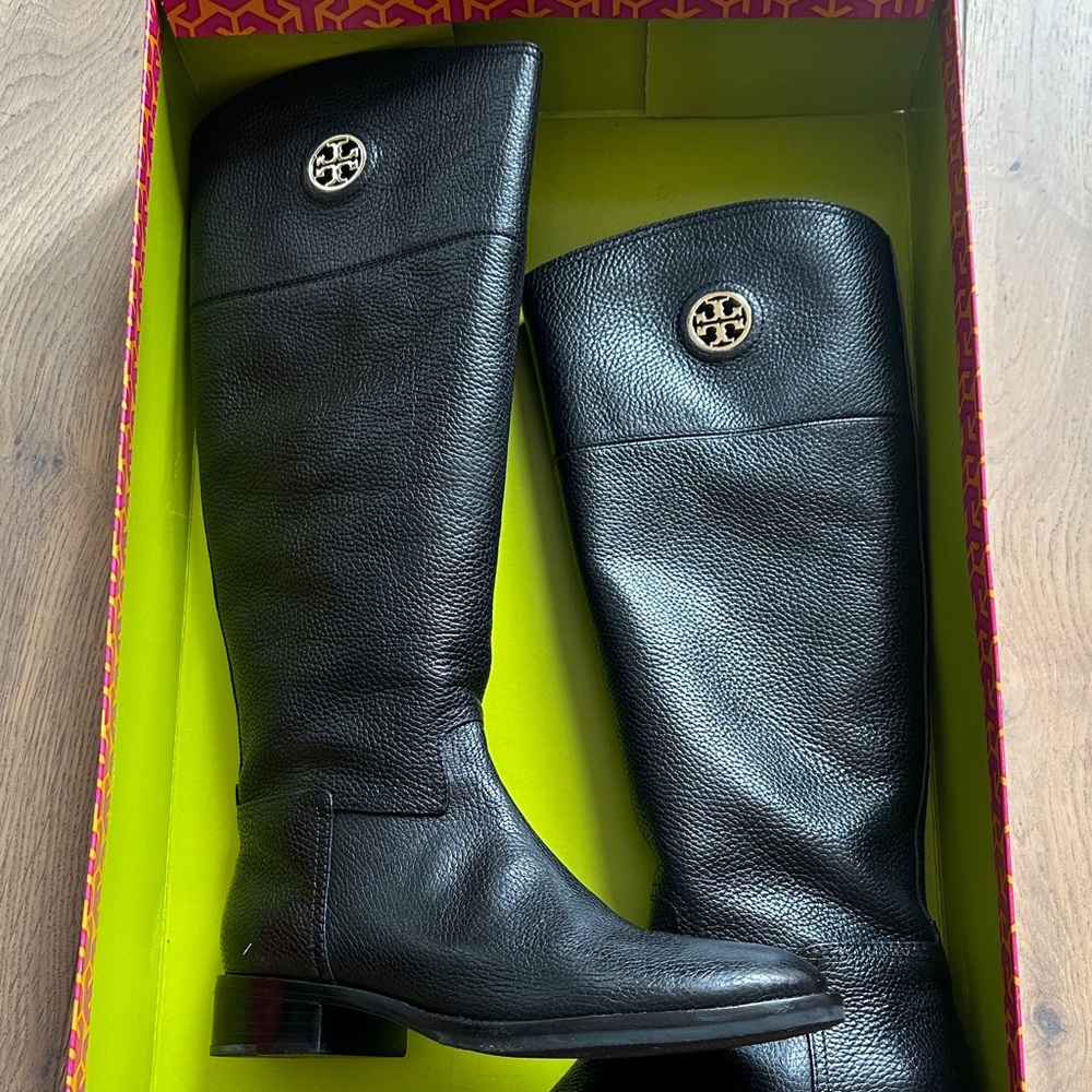 Tory Burch Black Leather Knee-High Boots